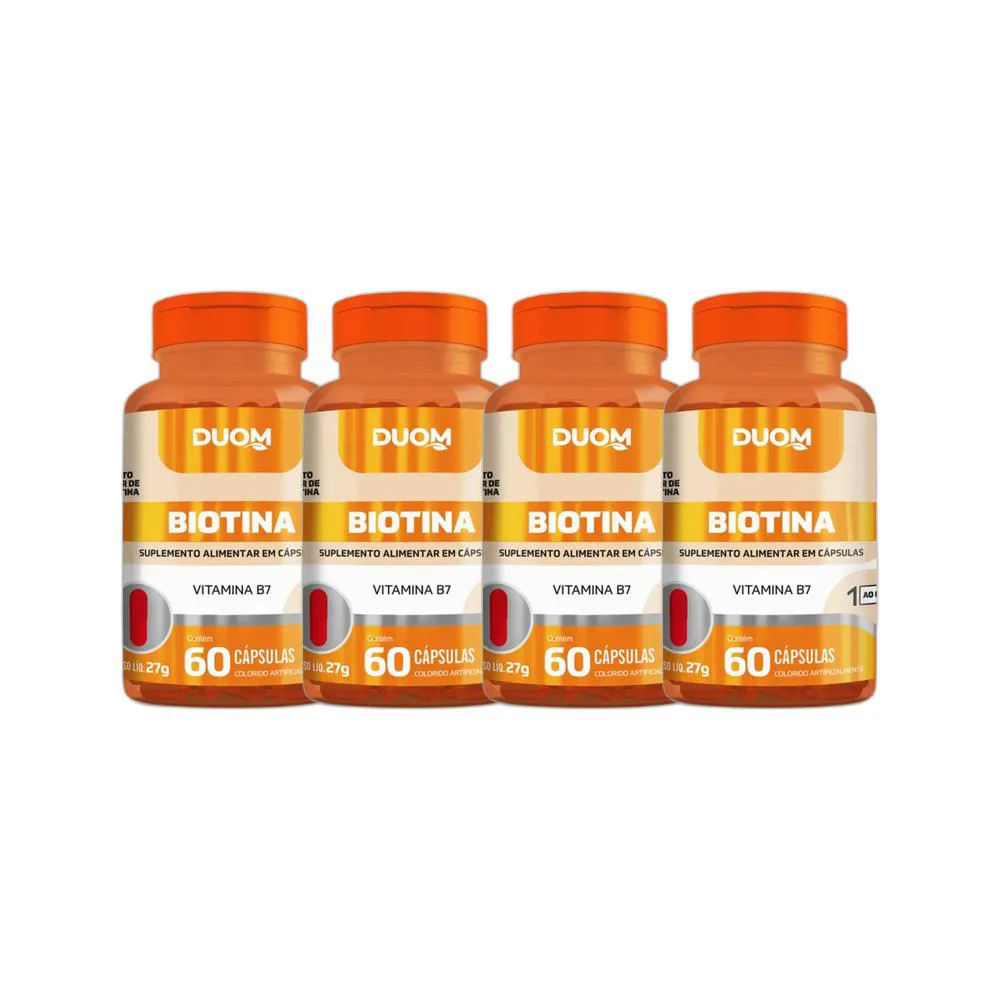 KIT 4X SUPLEMENTO ALIMENTAR BIOTINA 60 CPS - DUOM