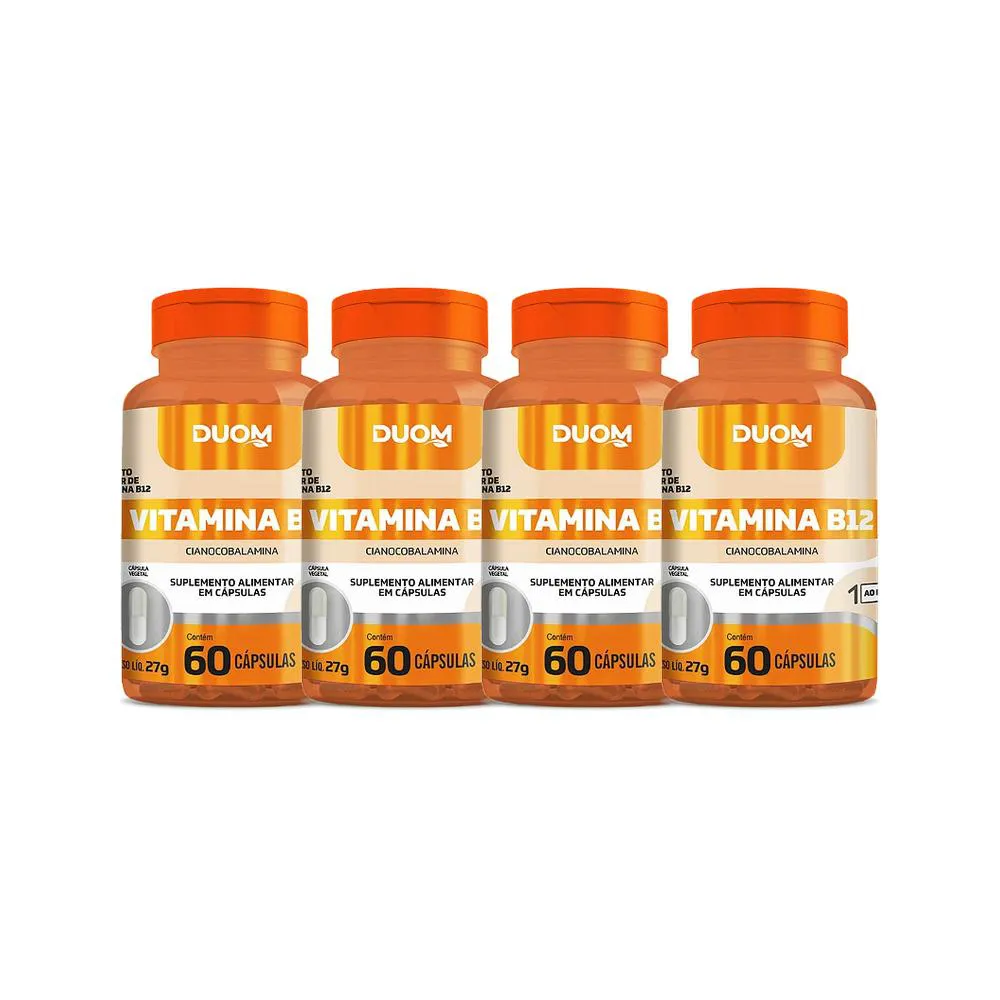 KIT 4X SUPLEMENTO ALIMENTAR CIANOCOBALAMINA B12 60 CPS DUOM