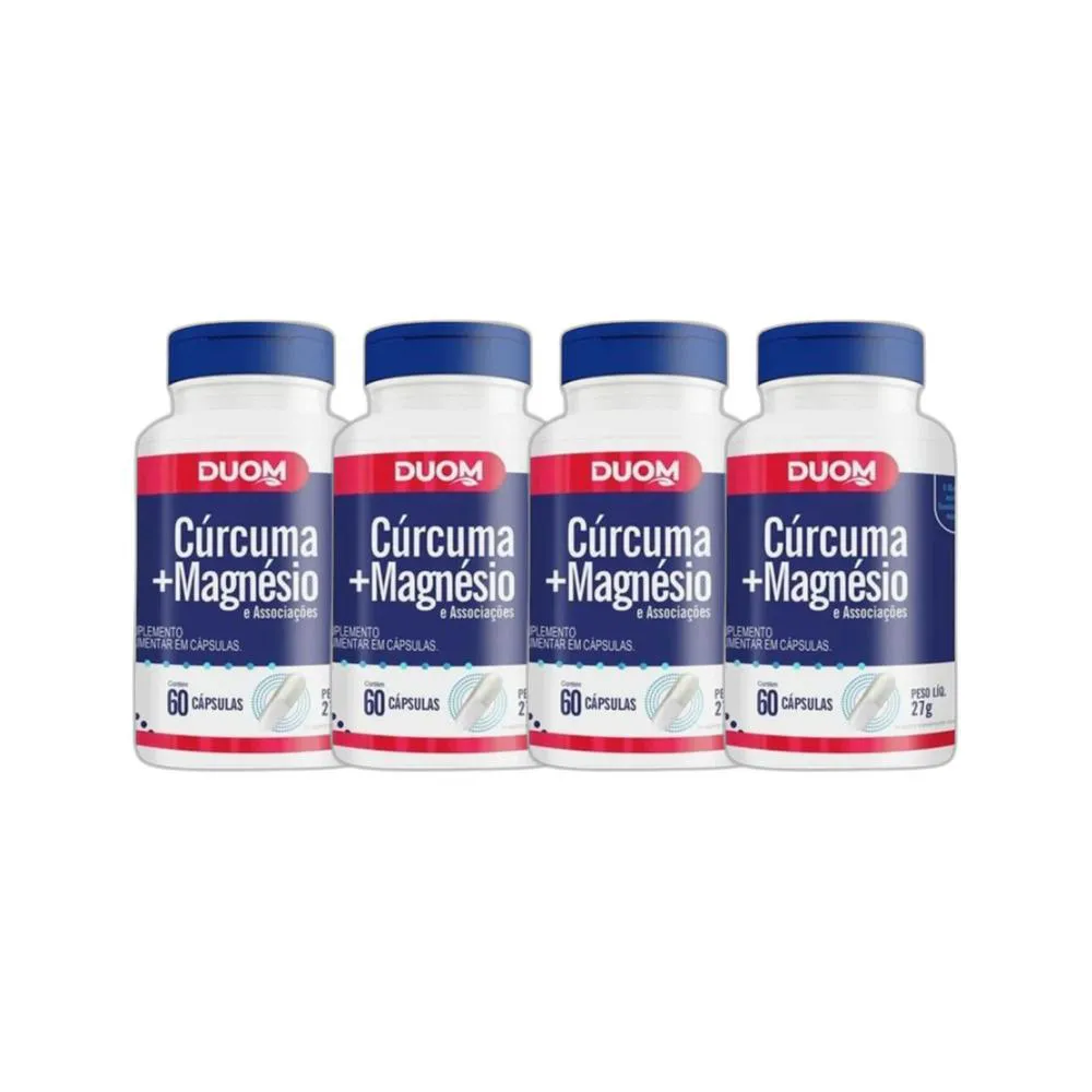 KIT 4X SUPLEMENTO ALIMENTAR CúRCUMA + MAGNéSIO 60 CPS DUOM