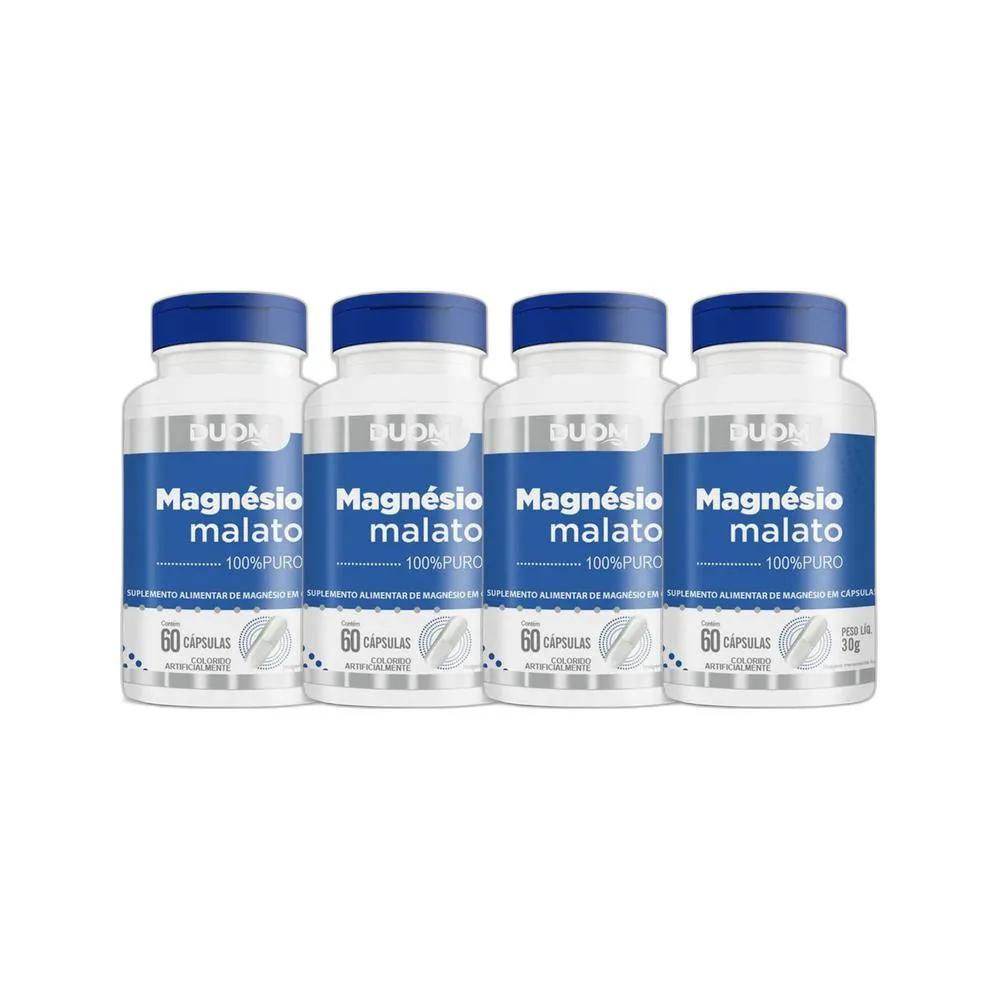 KIT 4X SUPLEMENTO ALIMENTAR MAGNéSIO MALATO 60 CPS - DUOM