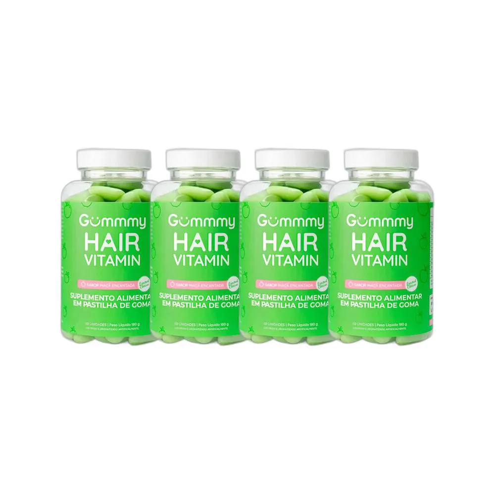 KIT 4X SUPLEMENTO HAIR VITAMIN MAçã VERDE 60 U - GUMMY