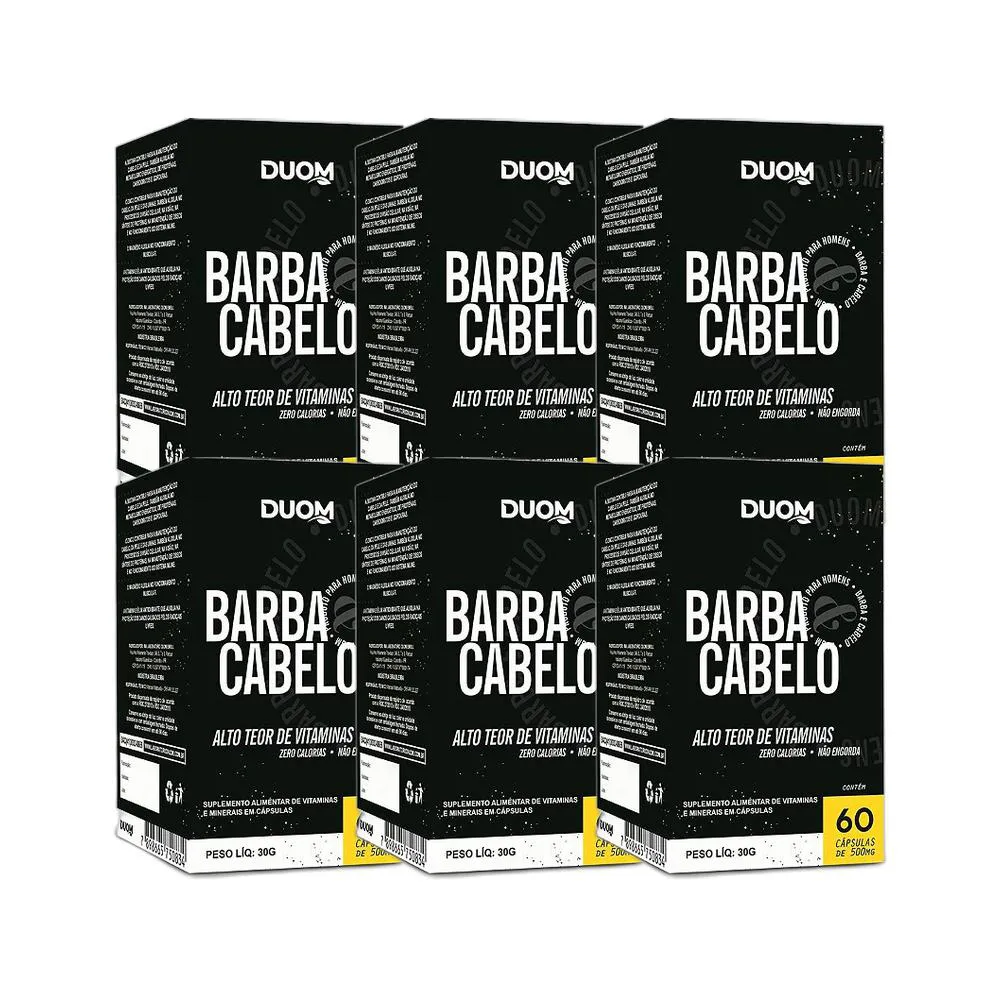KIT 6X SUPLEMENTO ALIMENTAR BARBA E CABELO 60 CPS - DUOM