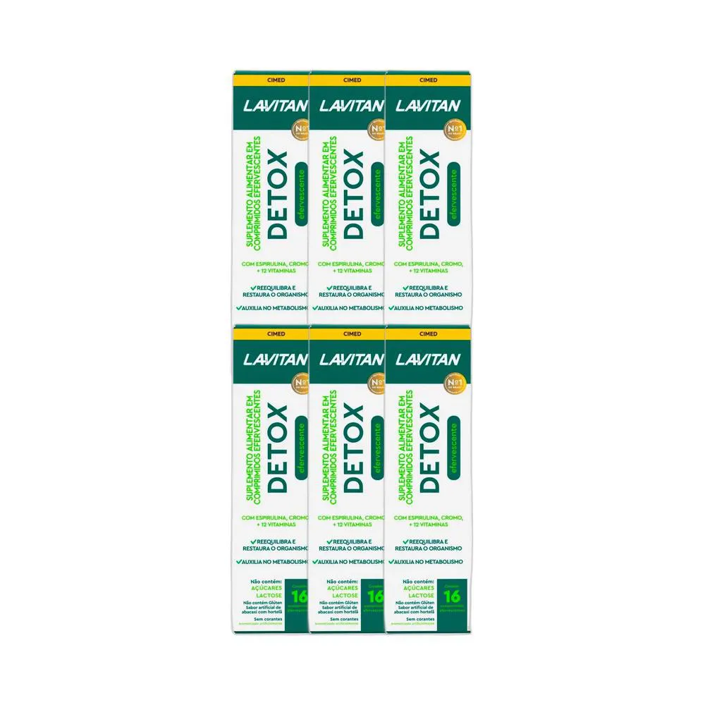 KIT 6X LAVITAN DETOX 16 COMPRIMIDOS EFEVERCENTES - CIMED