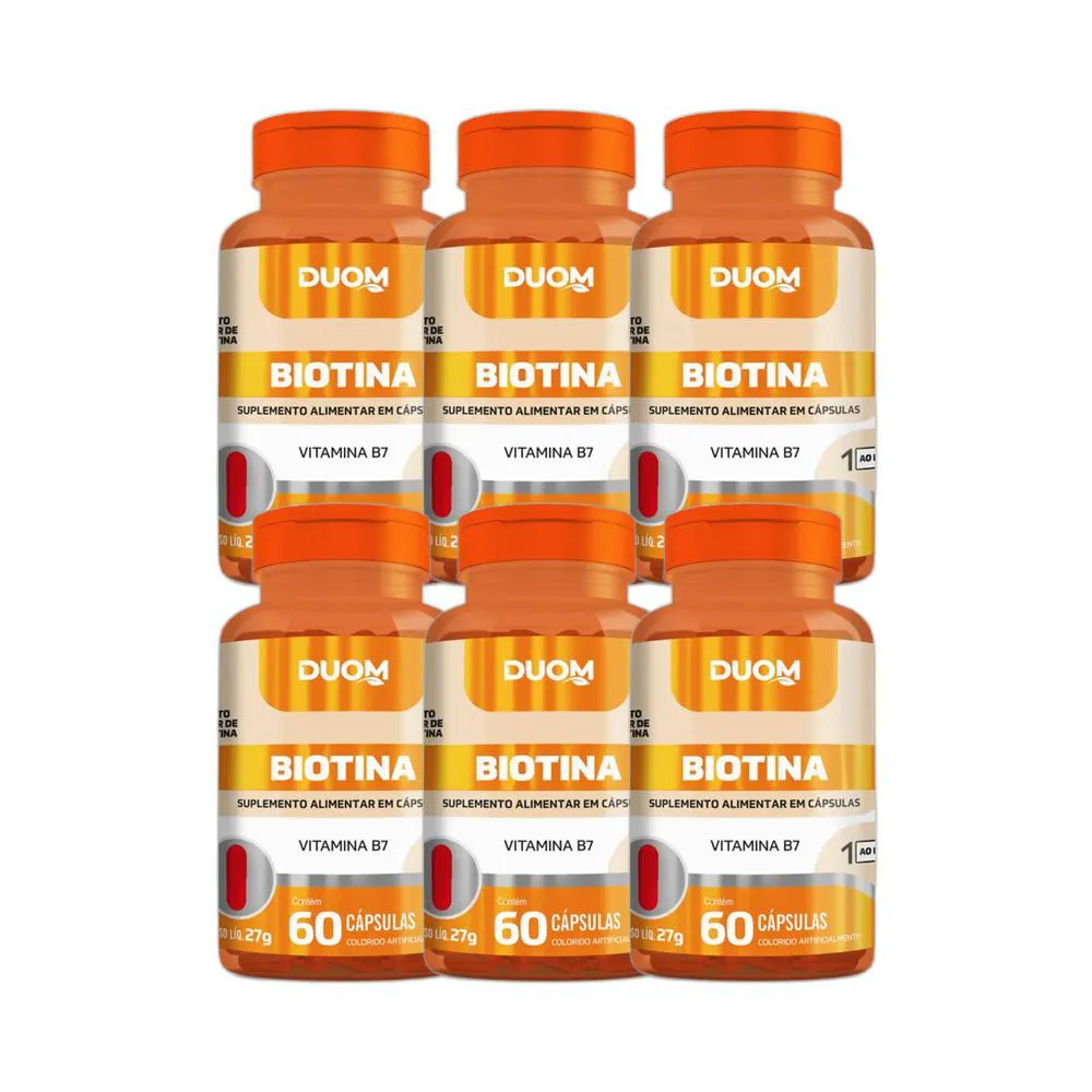 KIT 6X SUPLEMENTO ALIMENTAR BIOTINA 60 CPS - DUOM