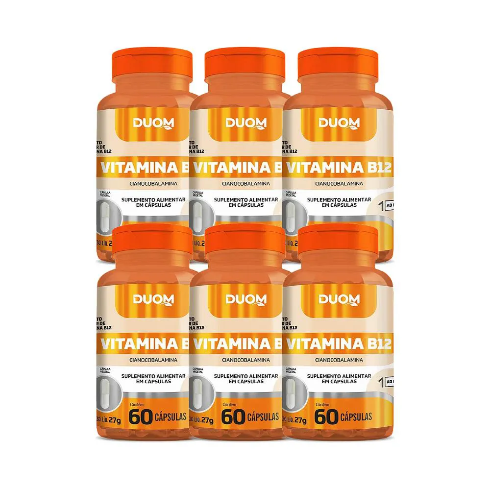 KIT 6X SUPLEMENTO ALIMENTAR CIANOCOBALAMINA B12 60 CPS DUOM
