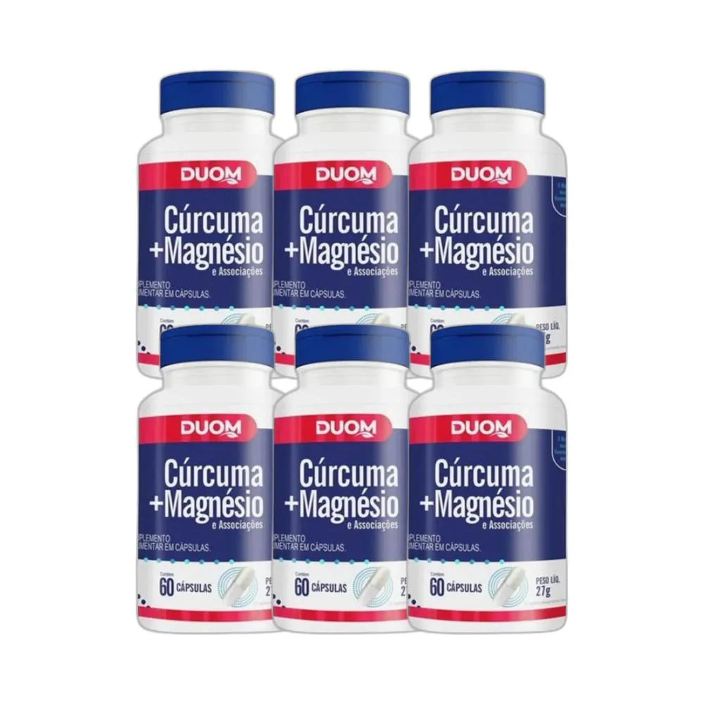 KIT 6X SUPLEMENTO ALIMENTAR CúRCUMA + MAGNéSIO 60 CPS DUOM