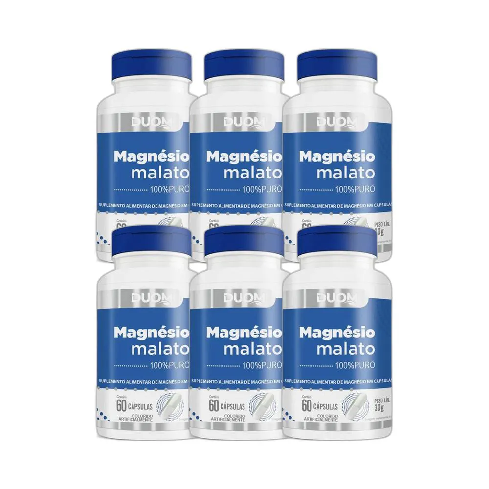 KIT 6X SUPLEMENTO ALIMENTAR MAGNéSIO MALATO 60 CPS - DUOM