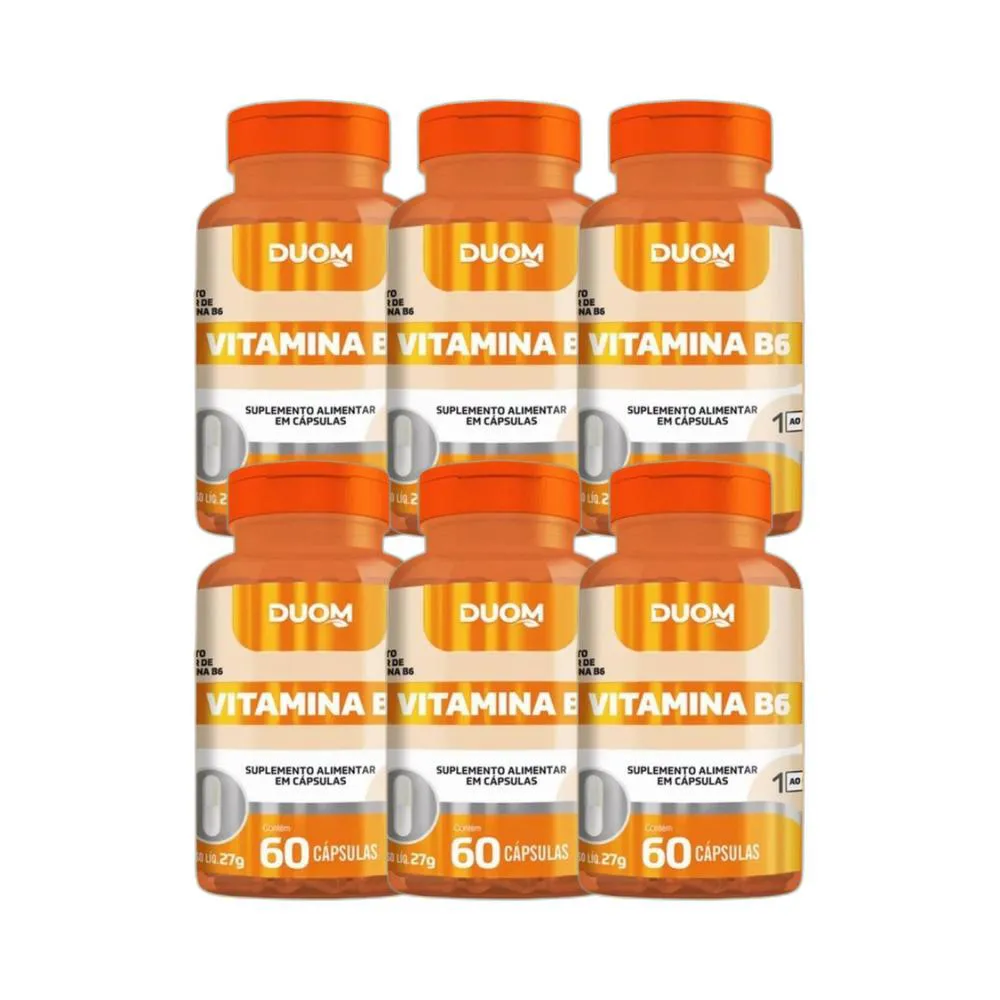 KIT 6X SUPLEMENTO ALIMENTAR VITAMINA B6 60 CPS - DUOM