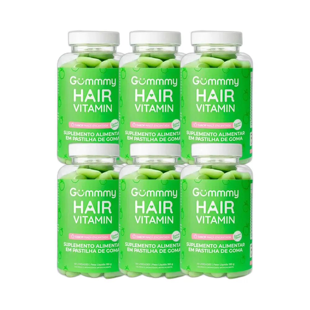 KIT 6X SUPLEMENTO HAIR VITAMIN MAçã VERDE 60 U - GUMMY
