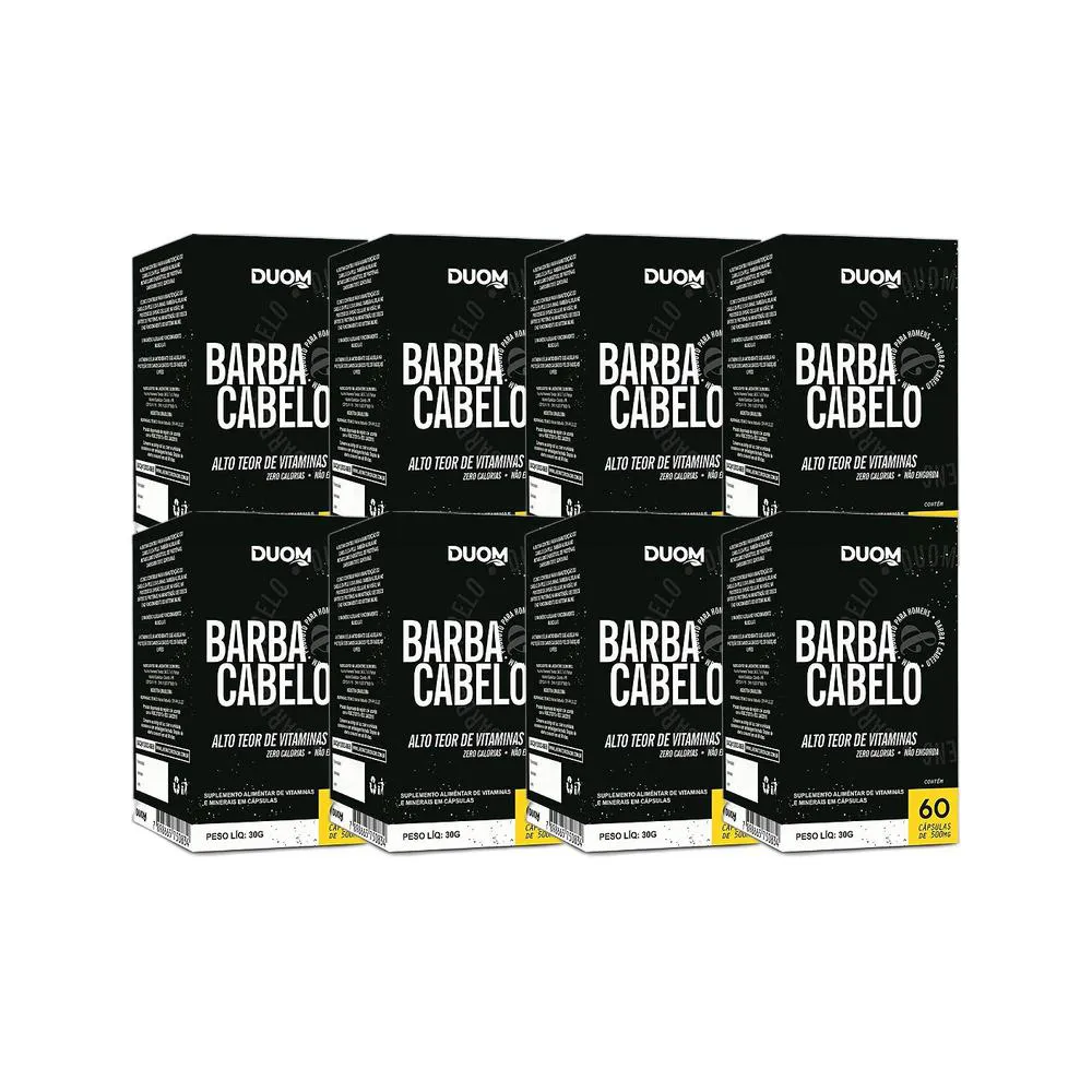 KIT 8X SUPLEMENTO ALIMENTAR BARBA E CABELO 60 CPS - DUOM