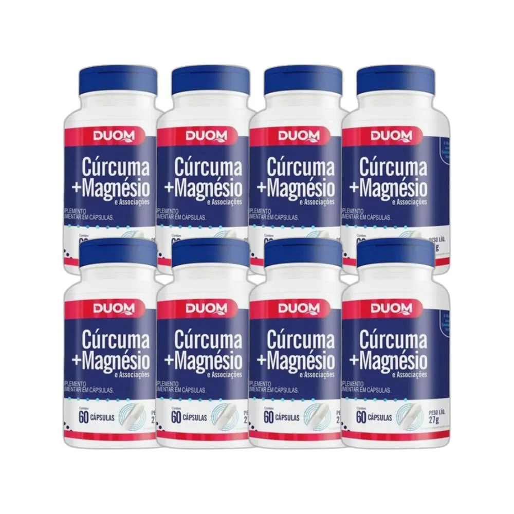 KIT 8X SUPLEMENTO ALIMENTAR CúRCUMA + MAGNéSIO 60 CPS DUOM