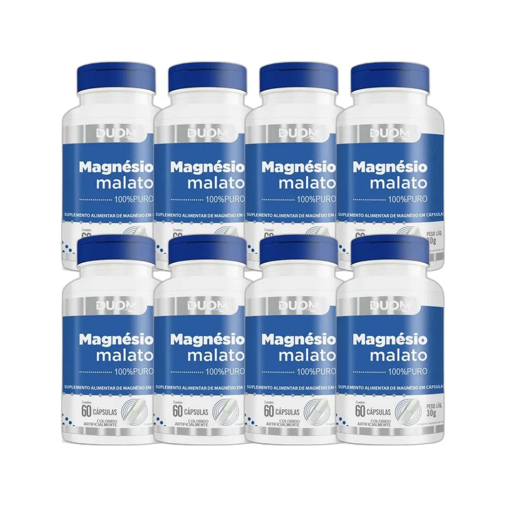 KIT 8X SUPLEMENTO ALIMENTAR MAGNéSIO MALATO 60 CPS - DUOM