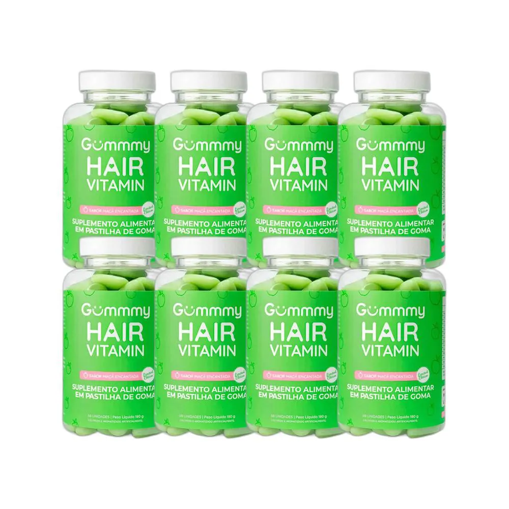KIT 8X SUPLEMENTO HAIR VITAMIN MAçã VERDE 60 U - GUMMY