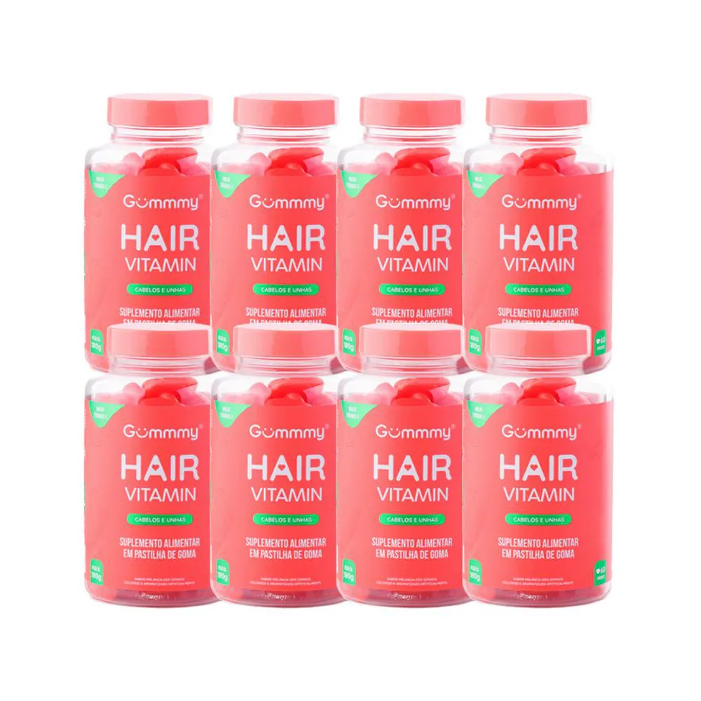 KIT 8X VITAMINA HAIR CABELOS E UNHAS 30 U MELANCIA - GUMMMY