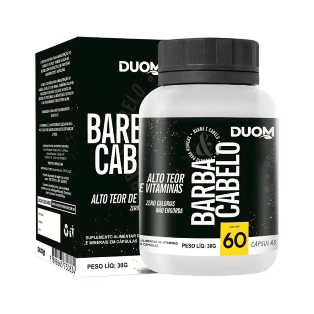 SUPLEMENTO ALIMENTAR BARBA E CABELO 60 CPS - DUOM