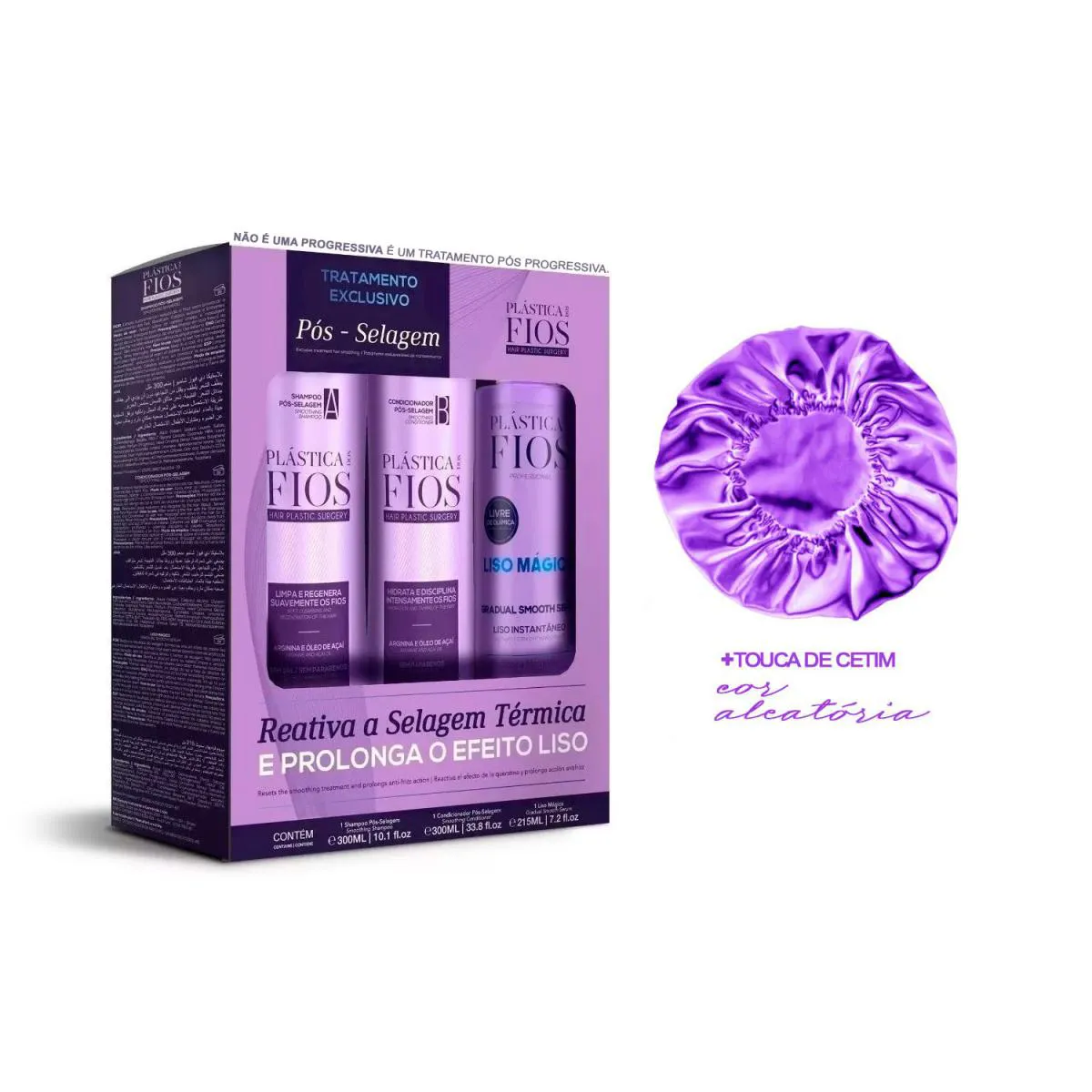KIT PóS PROGRESSIVA CADIVEU PLáSTICA DOS FIOS 300ML +TOUCA