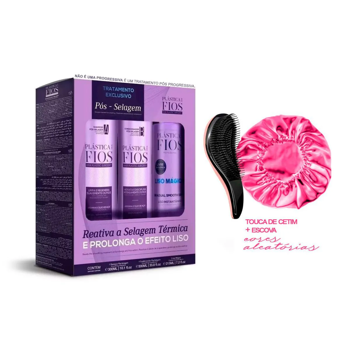 KIT PóS PROGRESSIVA CADIVEU PROLONGA O LISO +TOUCA/ESCOVA