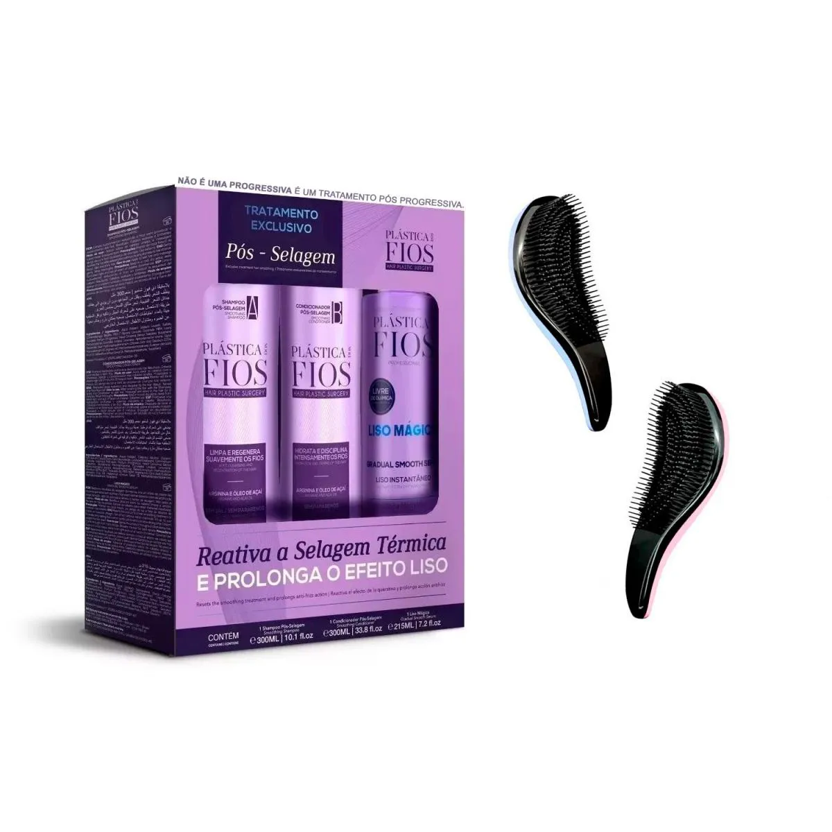 KIT PóS PROGRESSIVA SELAGEM CADIVEU 3 PRODUTOS +2 ESCOVAS