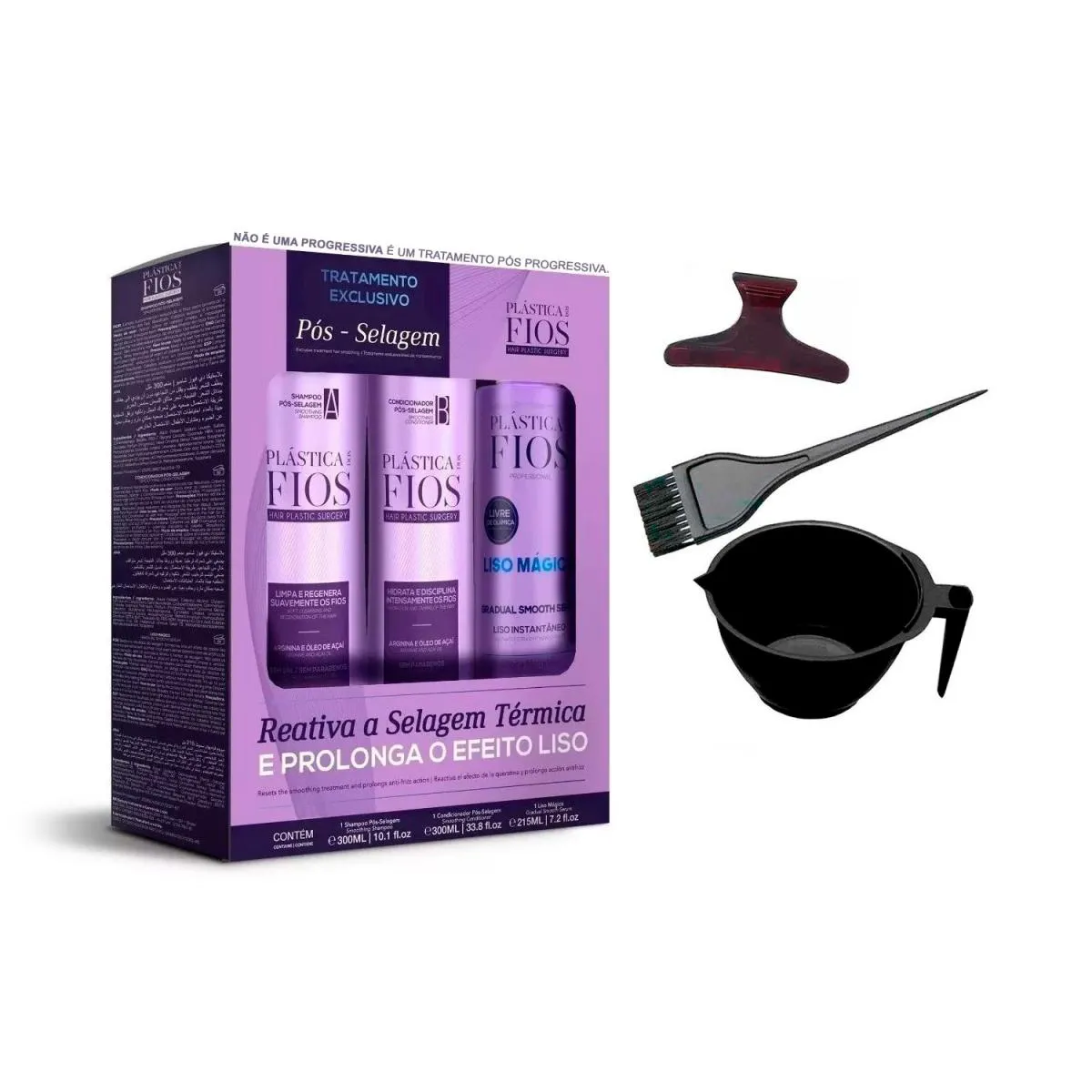 KIT PóS SELAGEM CADIVEU 300ML 3 PRODUTOS +CUMBUCA/PRESILHA