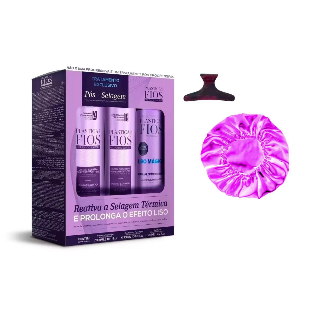 KIT TRATAMENTO PóS PROGRESSIVA CADIVEU 300ML +TOUCA/PRESILHA
