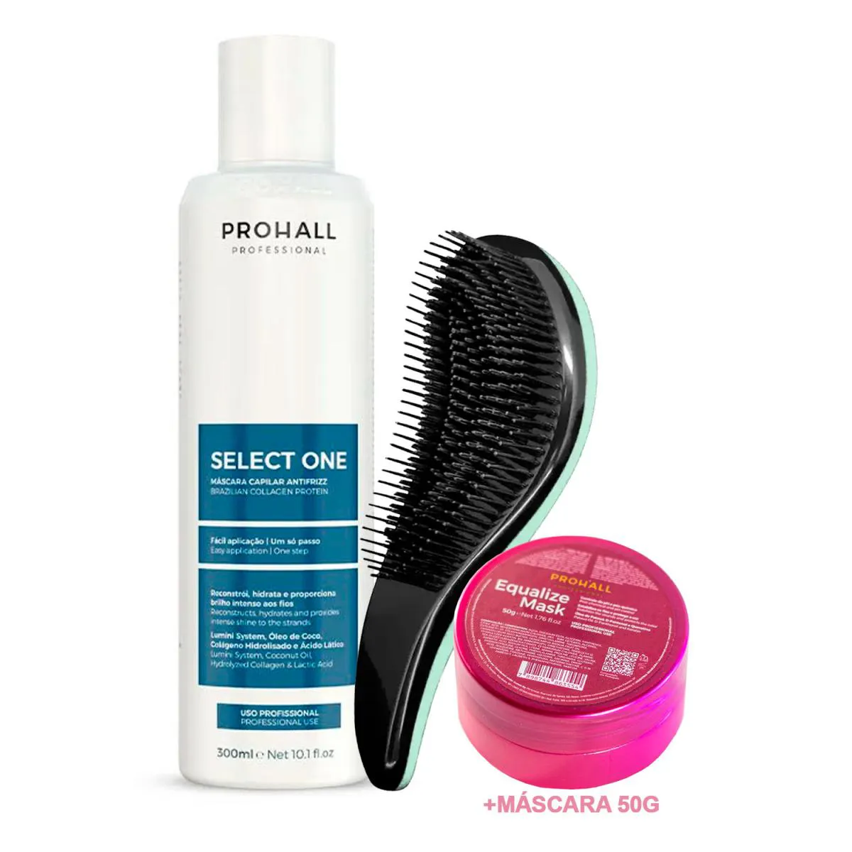 LISO PERFEITO SELECT ONE PROHALL 300ML +EQUALIZE 50G +ESCOVA
