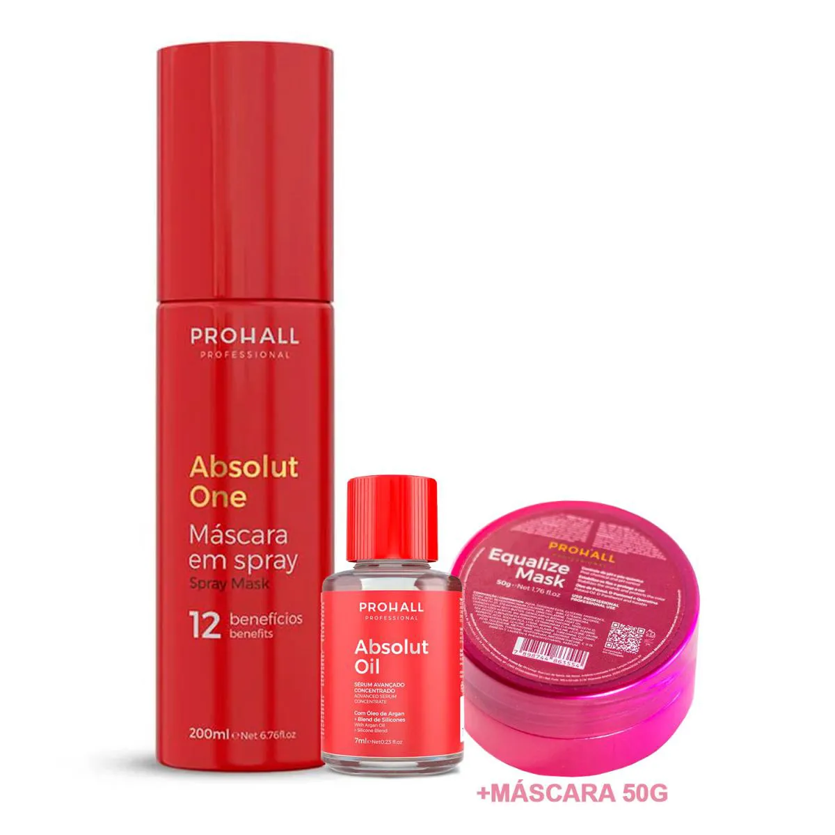 MáSCARA 12 EM 1 PROHALL 200ML +ÓLEO7ML +MáSCARA EQUALIZE 50G