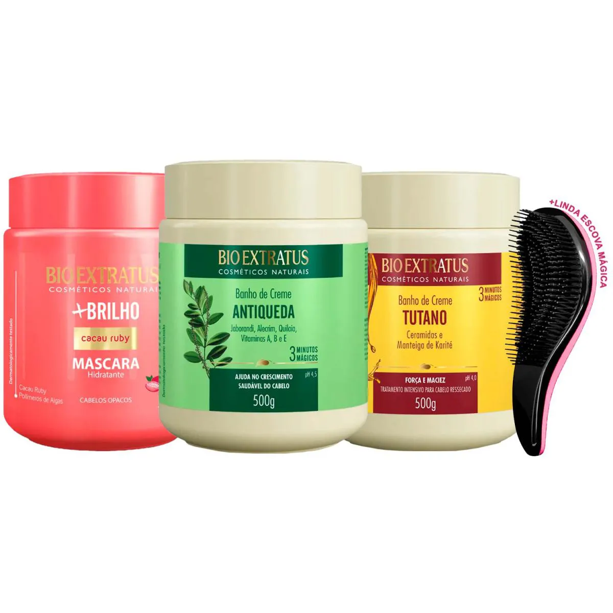 MáSCARAS BIO EXTRATUS +BRILHO JABORANDI TUTANO 500G +ESCOVA