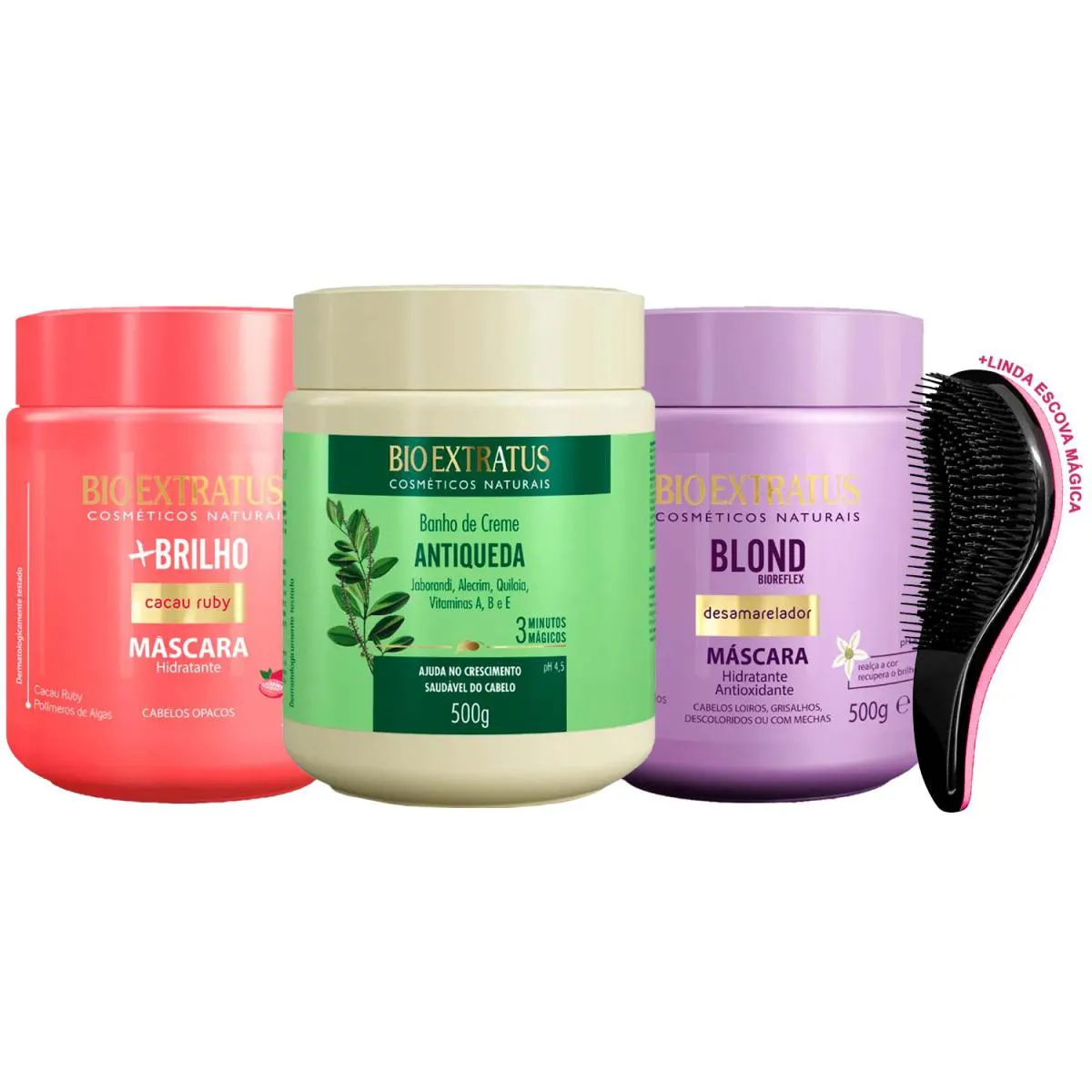MáSCARAS BIO EXTRATUS BRILHO JABORANDI BLOND 500G +ESCOVA