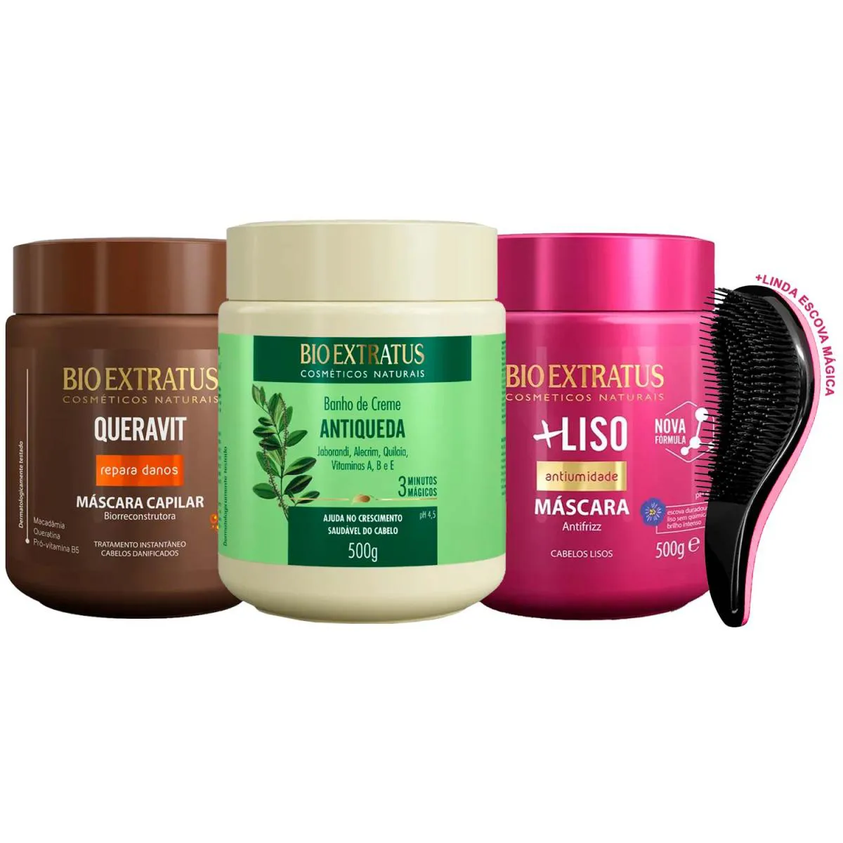 MáSCARAS BIO EXTRATUS QUERAVIT JABORANDI LISO 500G +ESCOVA