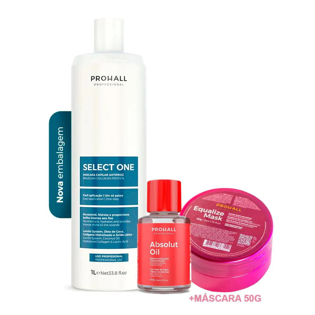 SELECT ONE PROHALL 1 LITRO +ÓLEO7ML +MáSCARA EQUALIZE 50G