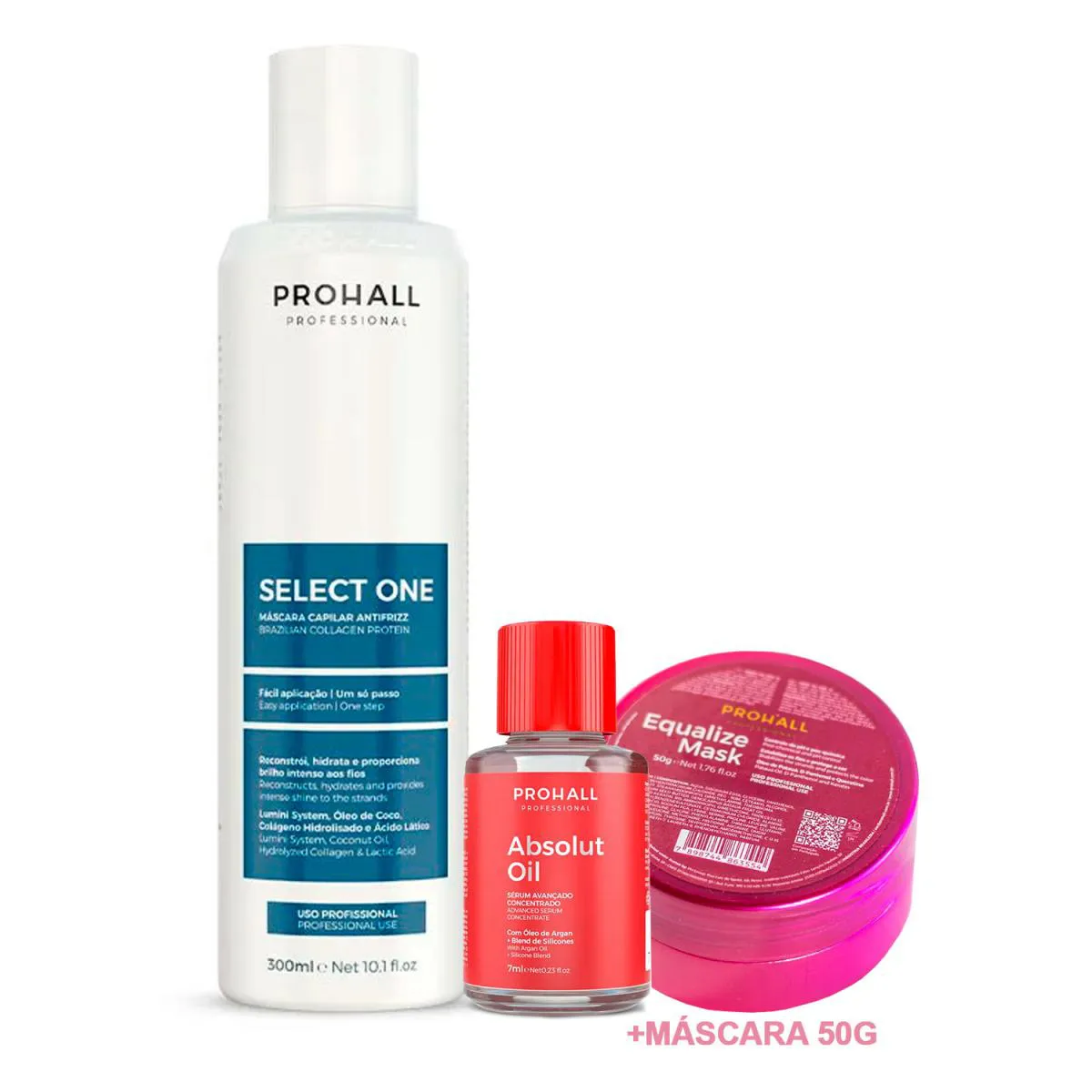 SELECT ONE PROHALL 300ML +ÓLEO7ML +MáSCARA EQUALIZE 50G