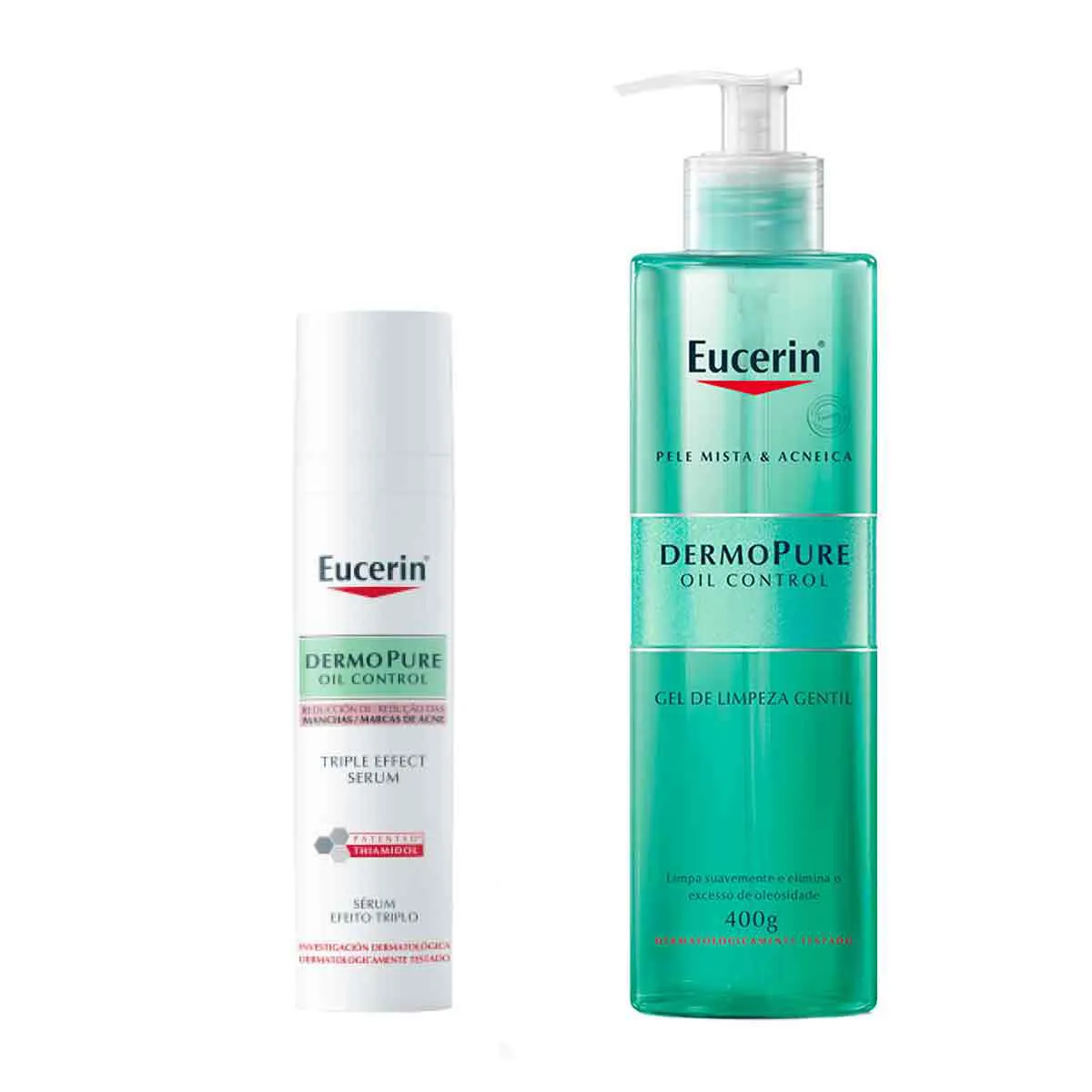 Kit Eucerin Dermo Pure: Sérum Facial  Oil Control Efeito Triplo 40ml + Gel de Limpeza Gentil 400g