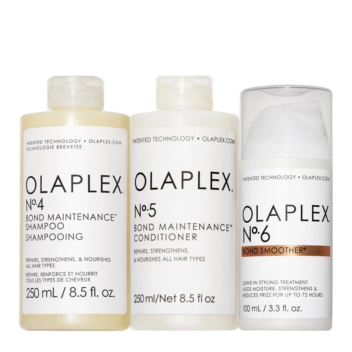 KIT OLAPLEX NO. 4 NO. 5 NO. 6 BOND SMOOTHER DUO LEAVE-IN (3 PRODUTOS)