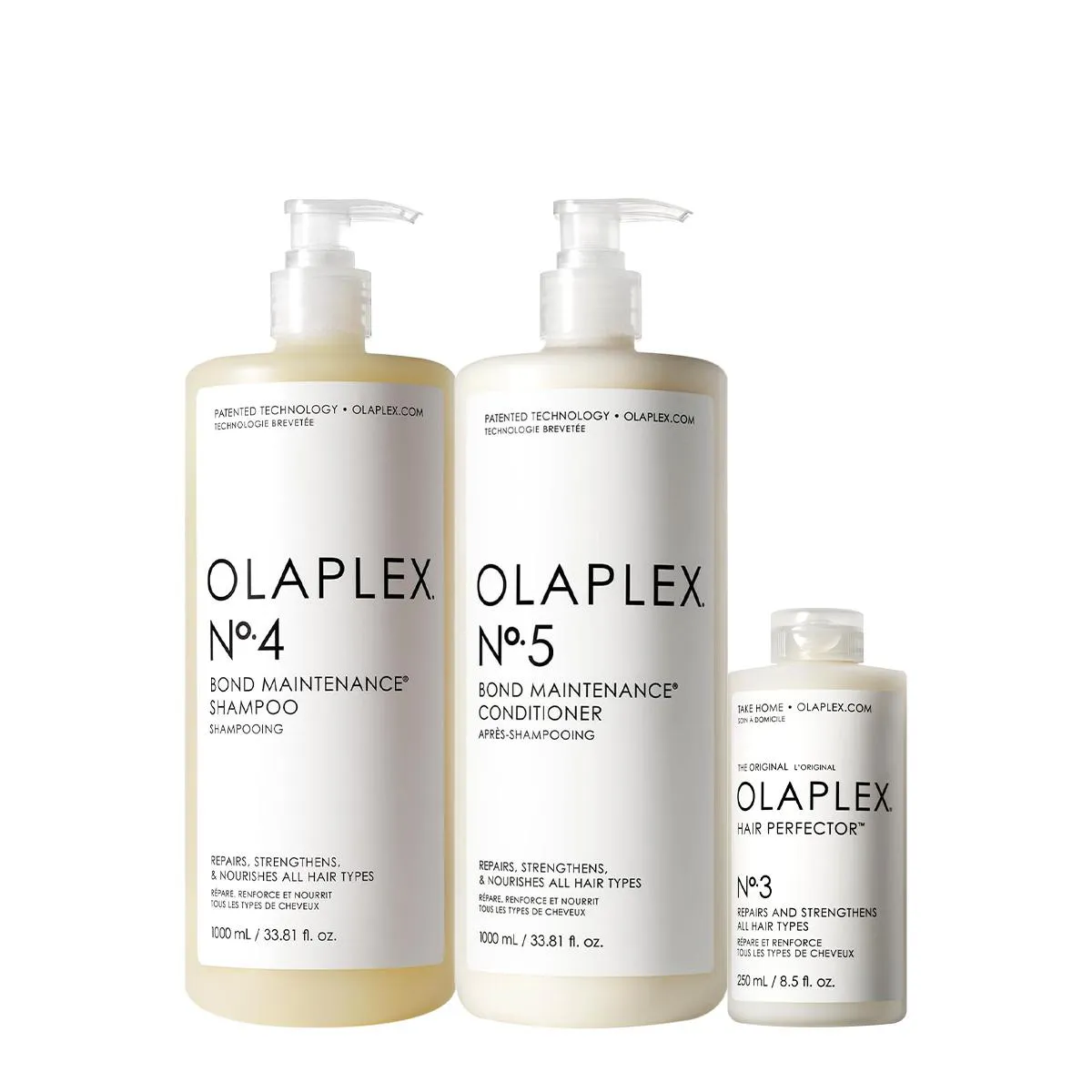 KIT OLAPLEX NO. 4 NO. 5 NO. 3 BOND HAIR PERFECTOR SALON TRATAMENTO (3 PRODUTOS)