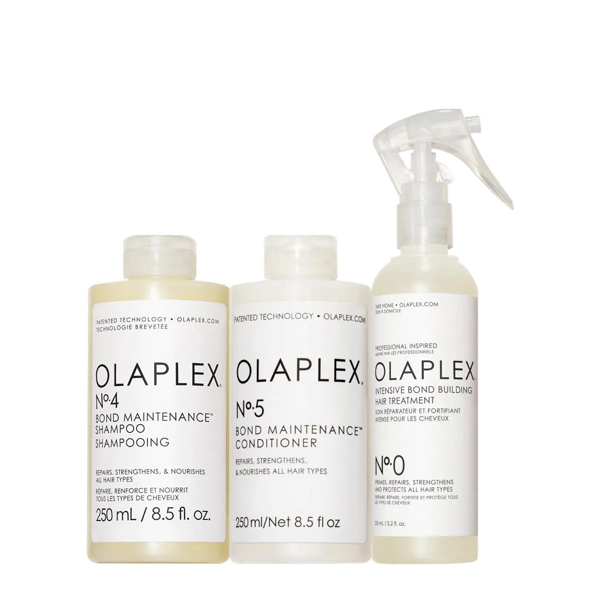 KIT OLAPLEX NO. 4 NO. 5 NO. 0 INTENSIVE BOND DUO TRATAMENTO (3 PRODUTOS)