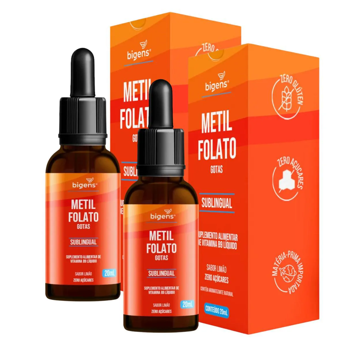 2X METILFOLATO VITAMINA B9 BIGENS LIMãO 20ML