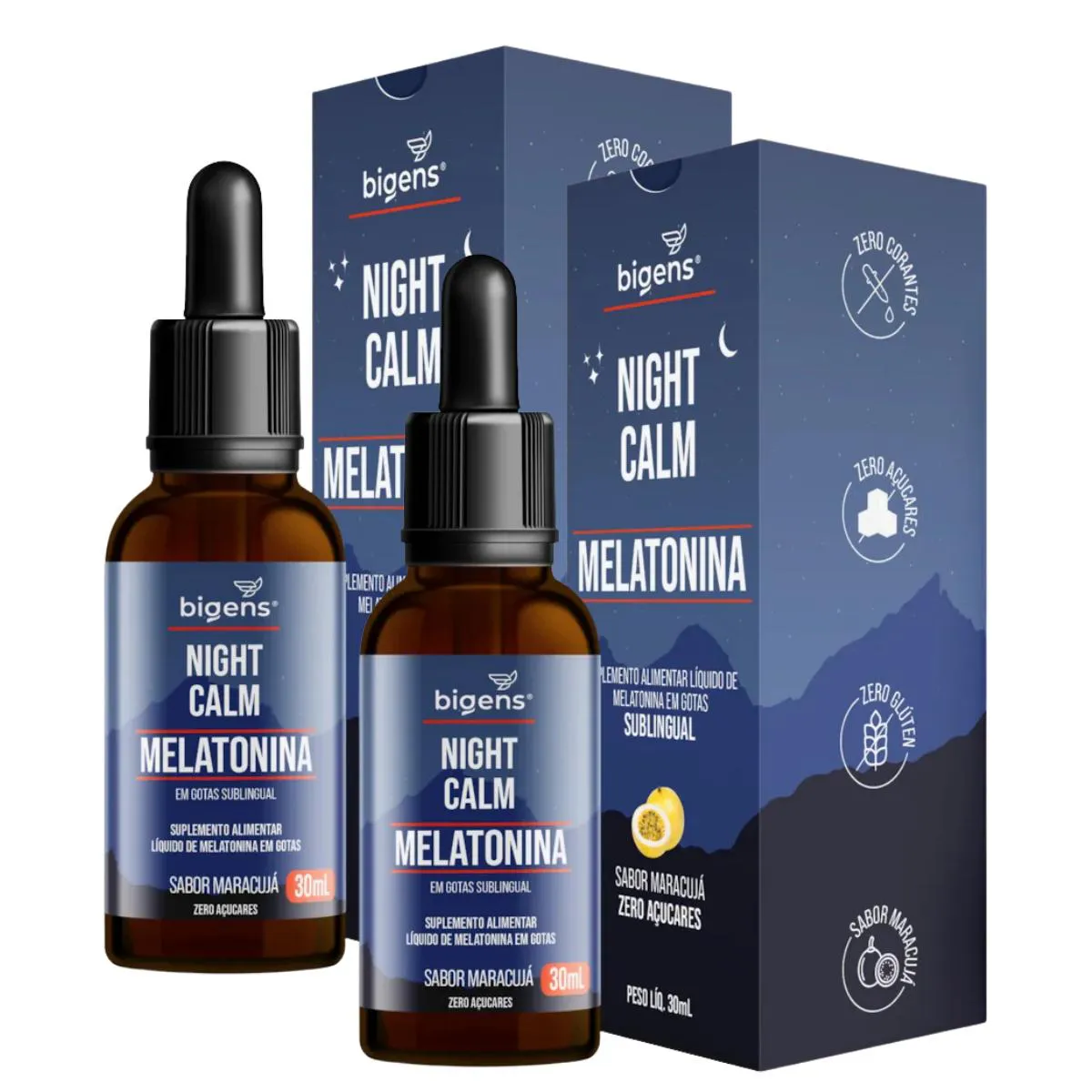 2X MELATONINA NIGHT CALM BIGENS MARACUJá 30ML