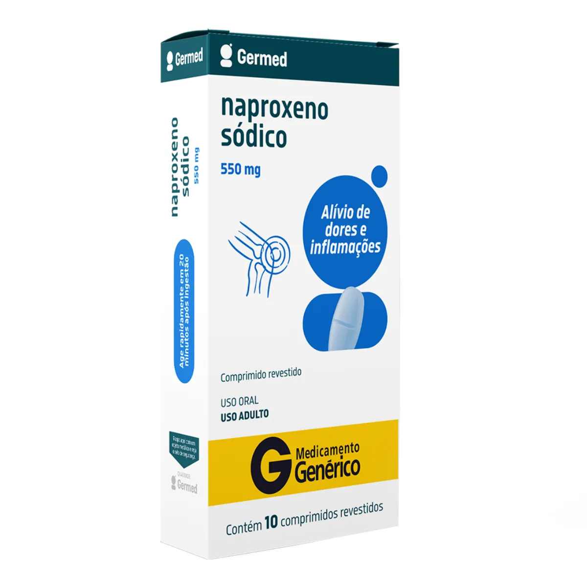 Naproxeno Sódico 550mg 10 Comprimidos Germed Genérico
