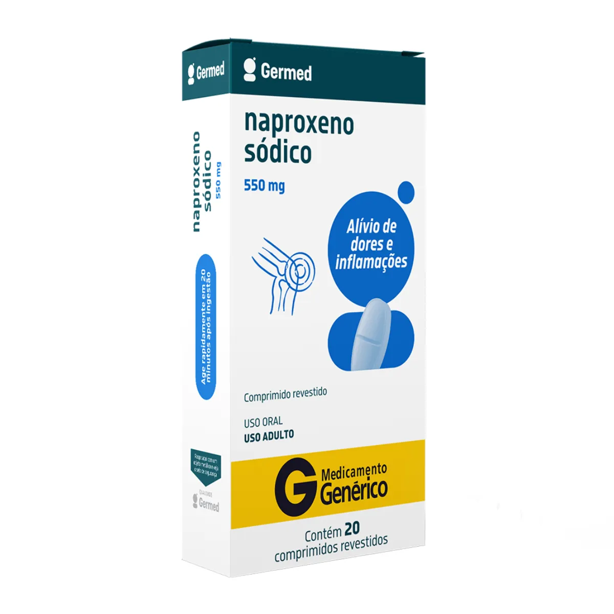 Naproxeno Sódico 550mg 20 Comprimidos Germed Genérico