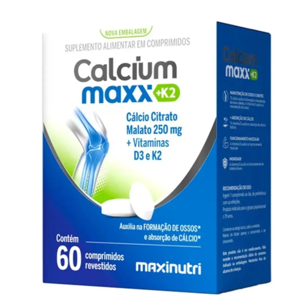 CALCIUM MAXX SUPLEMENTO COM CáLCIO, VITAMINA D3 E K2 - MAXINUTRI