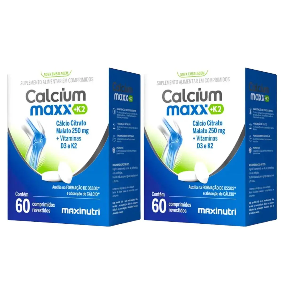 KIT C2 CALCIUM MAXX SUPLEMENTO CáLCIO, VITAMINA D3 E K2 - MAXINUTRI