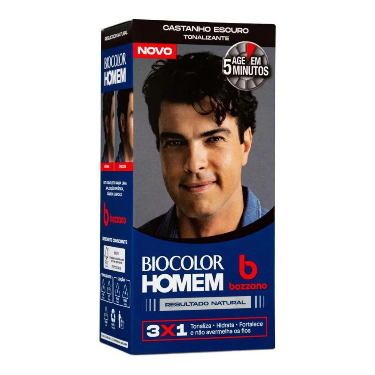 TONALIZANTE CAPILAR CASTANHO ESCURO BIOCOLOR HOMEM - BOZZANO
