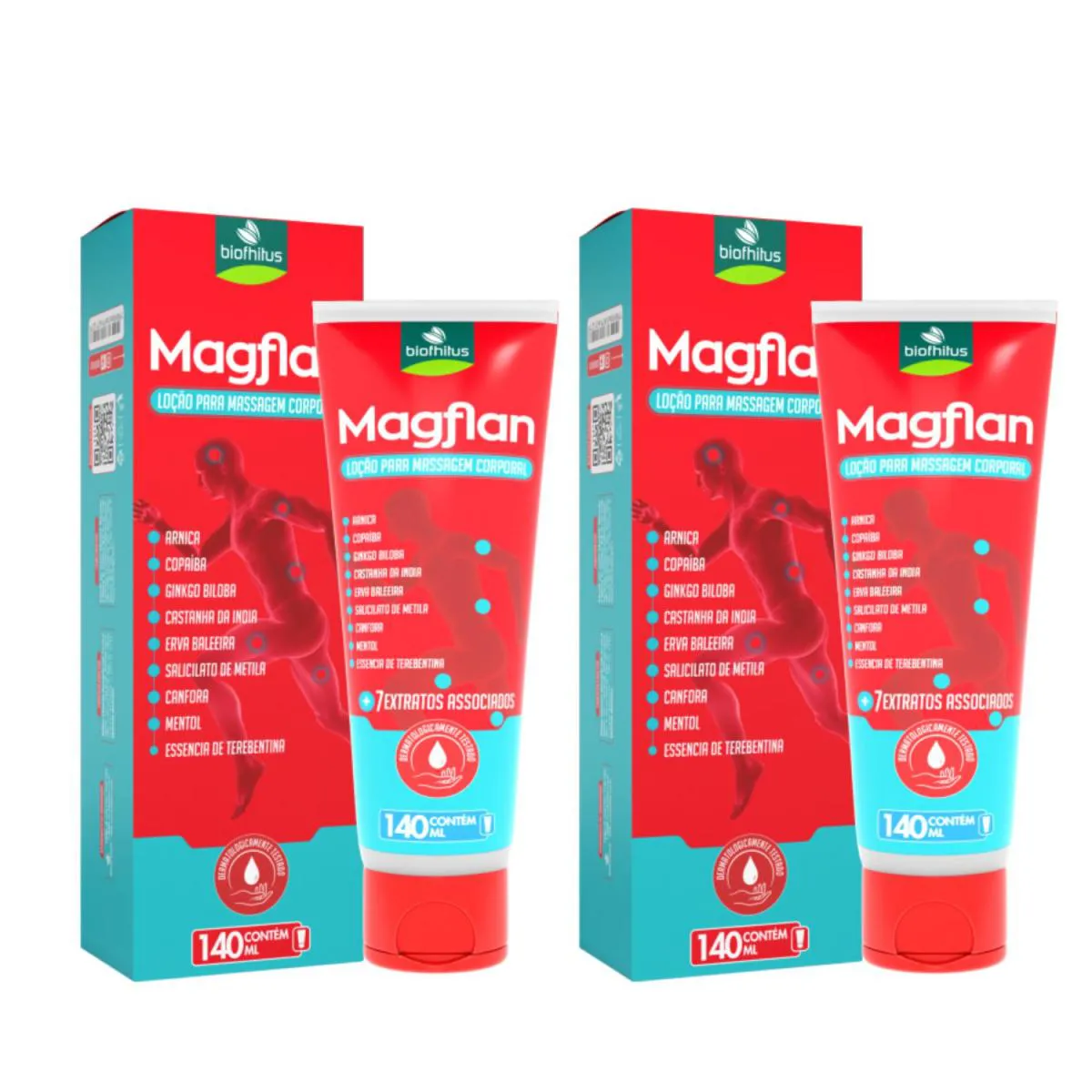 KIT C2 LOçãO CORPORAL MASSAGEM MAGFLAN 140ML - BIOFHITUS