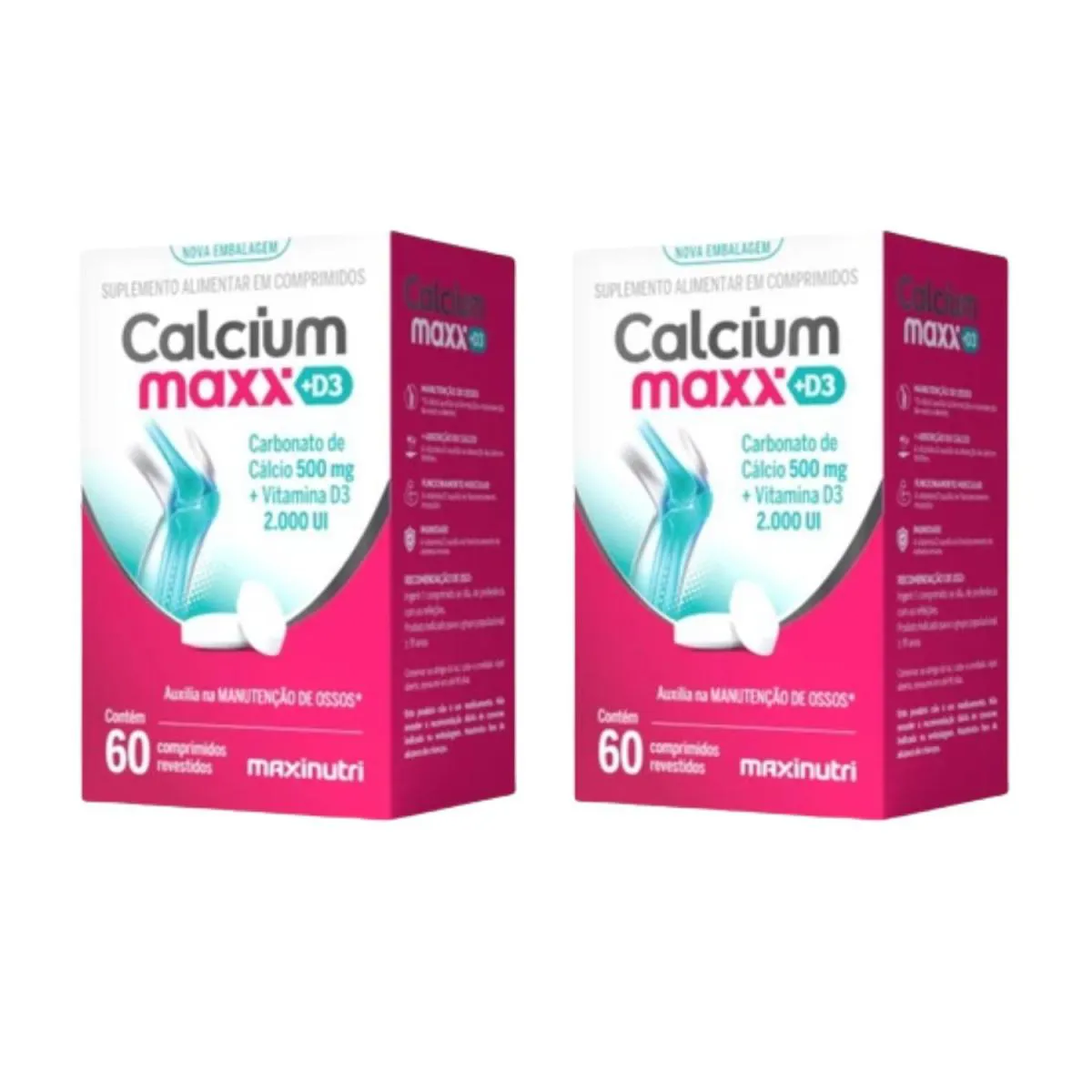 KIT C2 SUPLEMENTO CALCIUM MAXX D3 - CáLCIO CARBONATO + VITAMINA D3 2000UI - MAXINUTRI