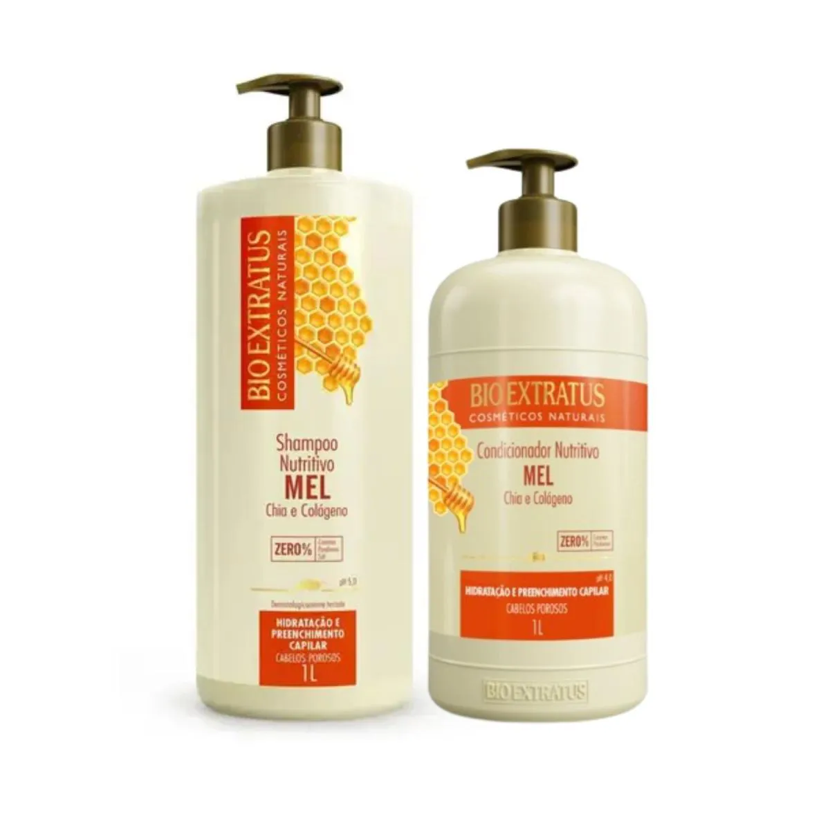 KIT SHAMPOO E COND 1L MEL CHIA E COLáGENO - BIO EXTRATUS