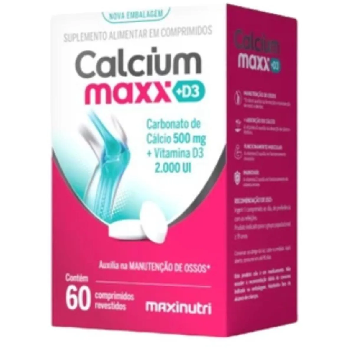 SUPLEMENTO CALCIUM MAXX D3 - CáLCIO CARBONATO + VITAMINA D3 2000UI - MAXINUTRI