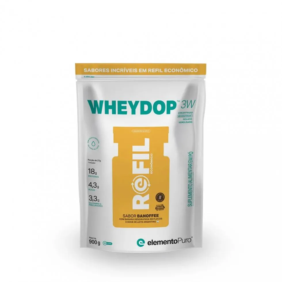 WHEYDOP 3W REFIL (900G) - SABOR: BANOFFEE