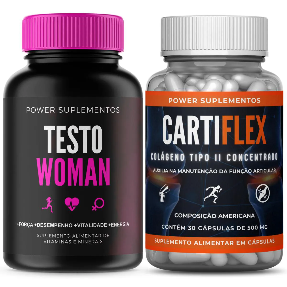 TESTO WOMAN MULTIVITAMINICO FEMININO + CARTIFLEX COLáGENO TIPO 2 Neutro