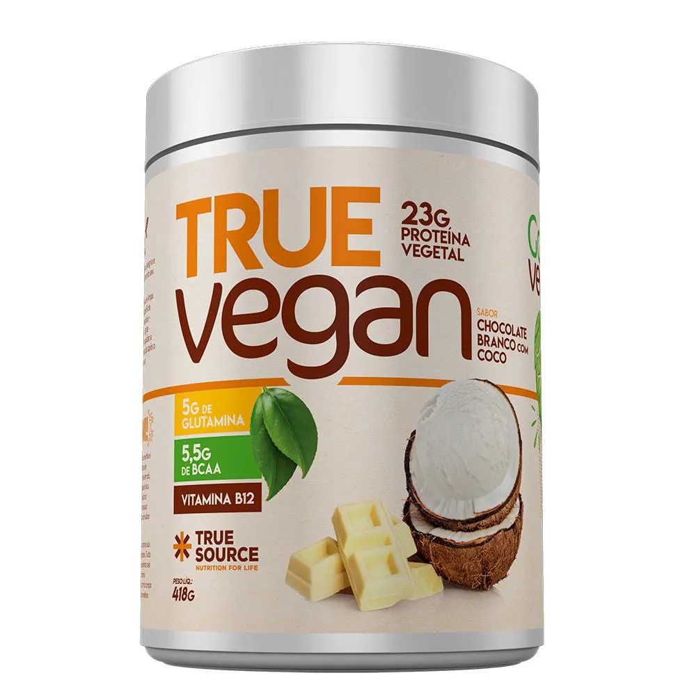 PROTEINA TRUE VEGAN 418G - CHOCOLATE BRANCO COM COCO