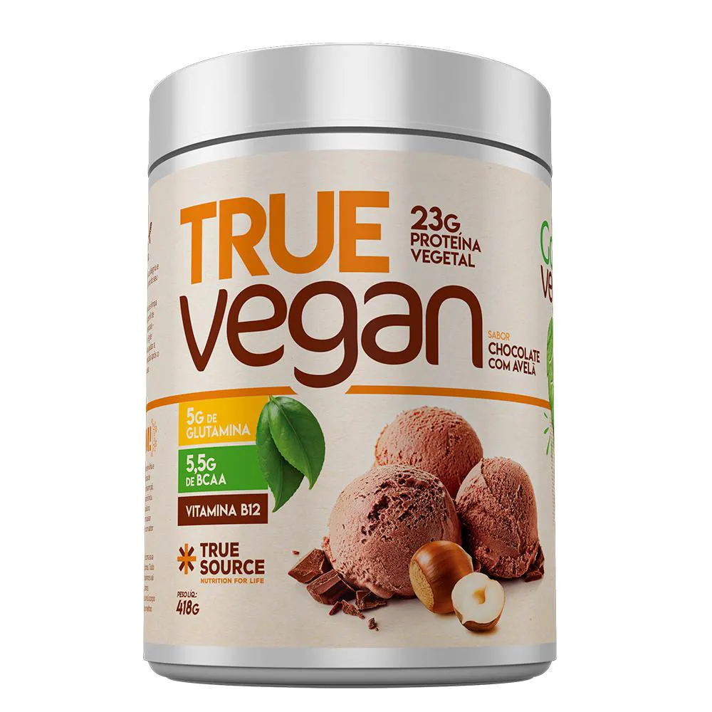 PROTEINA TRUE VEGAN 418G - CHOCOLATE COM AVELÃ